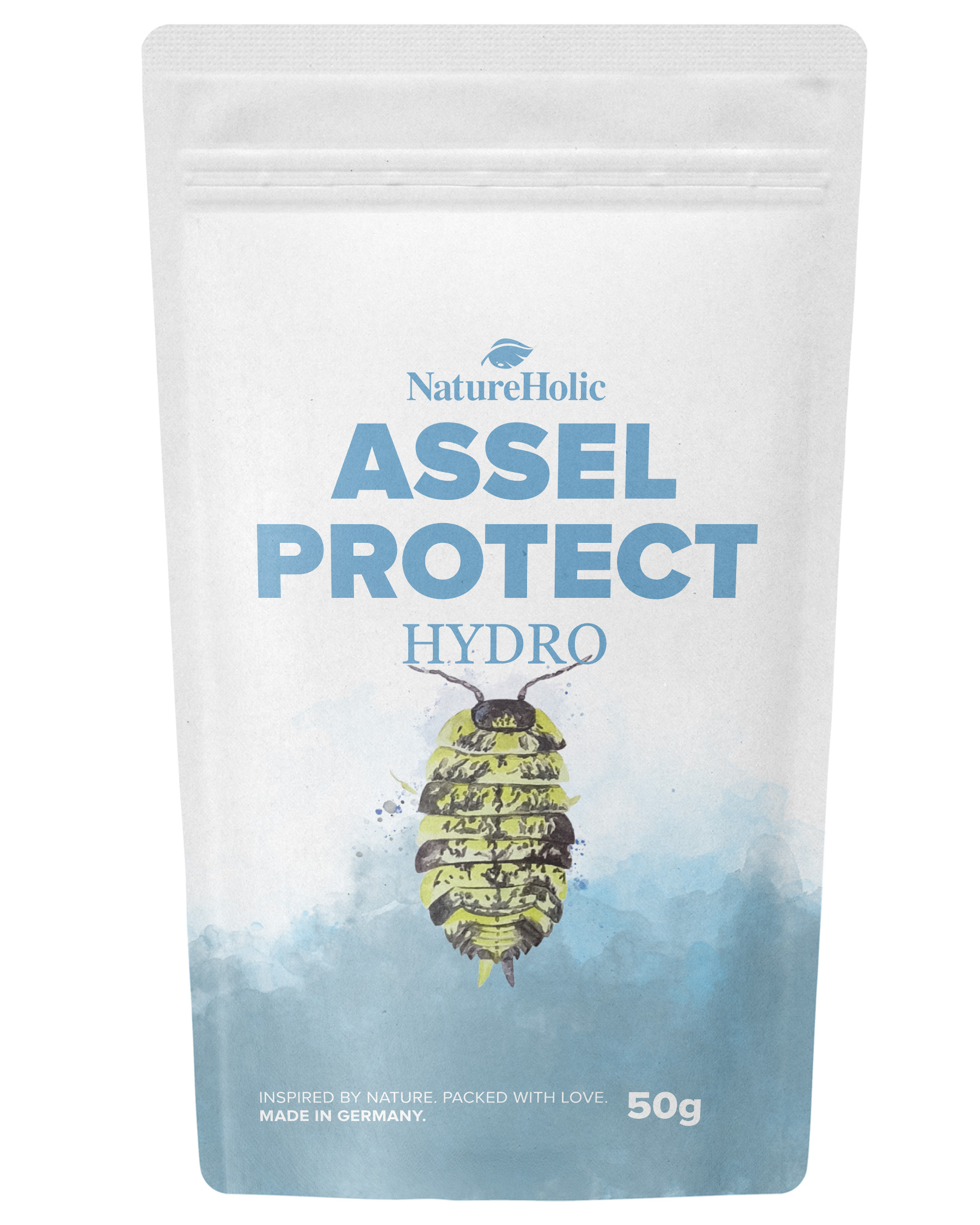 Weiße Standbeutel-Packung mit Assel Protect Hydro 50g